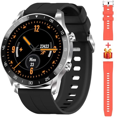 Blackview Smartwatch Herren, X1 Fitnessuhr Rund Volle Touchscreen 5ATM Wasserdicht Sportuhr Fitness Tracker mit Pulsuhr Schlafmonitor Schrittzähler Damen Aktivitätstracker für iOS Android