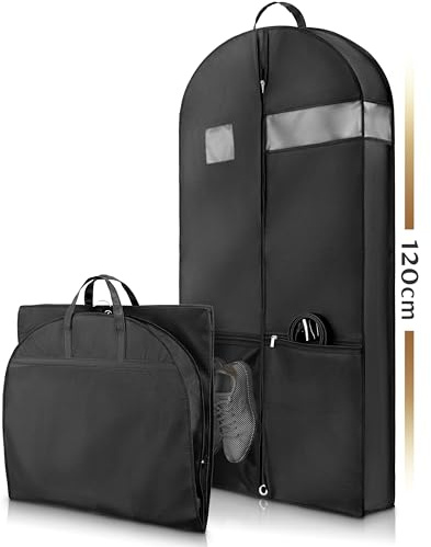 Bruce.® Kleidersack - 120x60x12 cm für 4-6 Teile – Schwarz | Atmungsaktive Kleiderhülle, 120 GSM, für 4-6 Teile wie Anzug, Kleid & Jacke – Reise & Lagerung