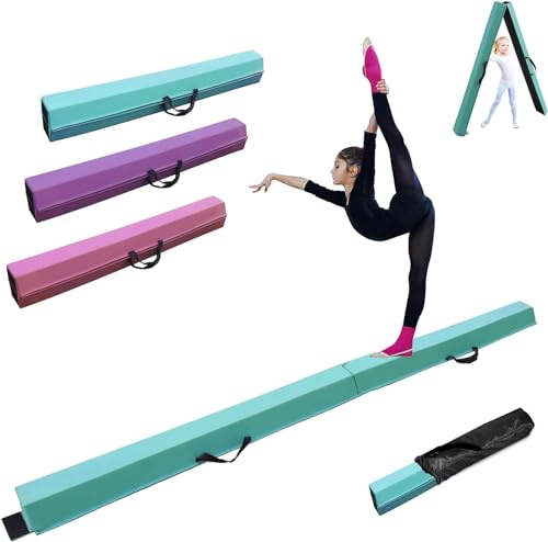 FCOUMY Schwebebalken Kinder 210/240/270/300cm Faltbarer Balken Turnen Balance Beam für Zuhause Training Klappbarer Schwebebalken Gymnastik Gymnastikbalken mit Rutschfestem Boden und Tragetasche