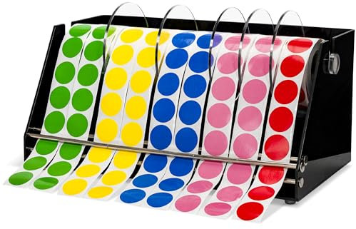 Großer Mehrzweck-Etikettenspender für Rollen von Aufkleber-Etiketten, 30 x 17 x 14 cm, strapazierfähig, wandmontierbarer Acryl-Aufkleberrollenspender, rutschfest (8 Scheiben)