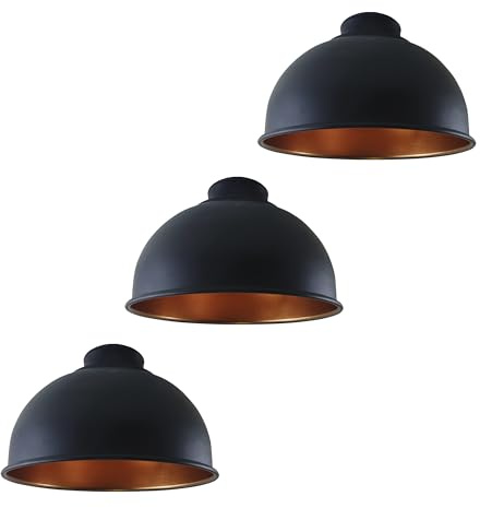 DCVoltage 3 Stück Vintage-Lampenschirme aus Metall, 21 cm, einfach zu montieren, schwarz-goldener Lampenschirm für Wohnzimmer, Schlafzimmer, Küche, Café und Restaurant (Stil 5)