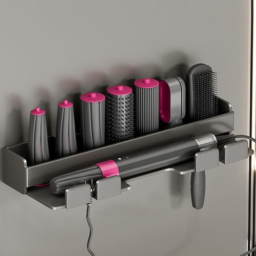 Hosoncovy Wandhalterung Wand Organizer Stand Aufbewahrungsständer für Dyson Airwrap Styler Curling Eisen Wand Barrels Bürsten (Grau)