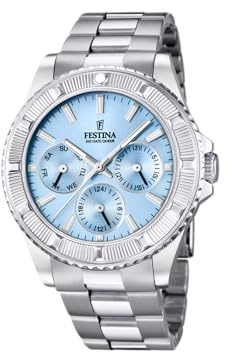 Festina Damen Uhr Analog Edelstahl 316L Silber - Quarzwerk Multifunktion - Mineralglas robust - 5 ATM wasserdicht - Kalender - Special Prices F16690