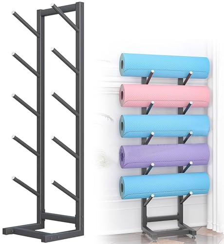 Miuxe Yogamatten-Halter, 5/7-stöckig, Bodenstehend, Für Schläger, Skateboard-Aufbewahrungsregal, Fitnessstudio, Heim-Schaumstoffrollen-Sammelregal, Yogamatten-Organizer, Skateboard-Halter