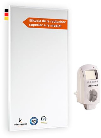 Könighaus Infrarotheizung 450 W - Thermostat - 5-12 m² | TÜV SÜD, 5 Jahre Herstellergarantie, doppelter Überhitzungsschutz, Betriebstemperatur in 2-4 Min.