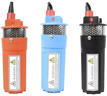 DC 12V 24V Solar Water Pump High Pressure Solar Power Diaphragm Submersible Deep Well Booster Electric 12V Pump Garden Fountain(Red,12V)