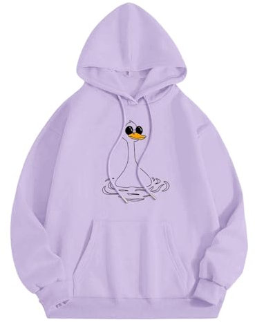 biJerou Korean Version Winter Elastic Sweatshirt with Hat and Velvet, Size 16, Lilac, XXL, lilac, XXL