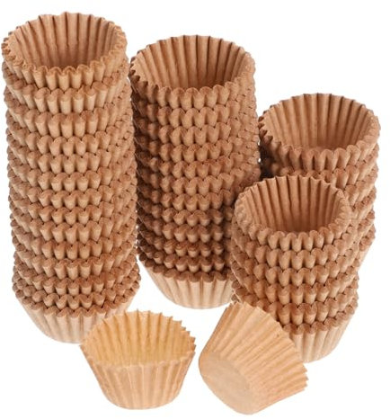 ULTECHNOVO 1000 Pièces Plateau En Papier Bonbons Chocolat Caissettes Pour Mini Pâtes à La Truffe Mini Moules à Gâteau Marron De Muffins Étui à Muffins Mini Caissettes Khaki