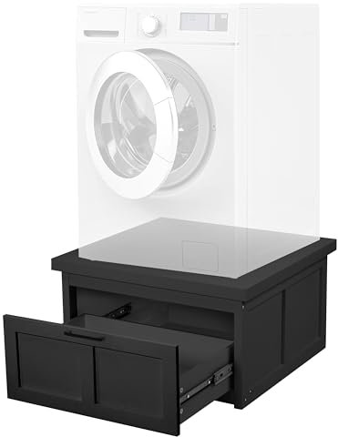 Ilyapa Waschmaschinen- und Trocknerständer, 71,1 x 71,1 x 40,6 cm, Universal-Wäscheständer, mit Schublade, Waschmaschinensockel, kompatibel mit Samsung, LG, GE, Maytag