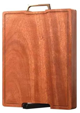 Schneidebrett Schneidebrett aus Holz, Massivholz-Schneidebrett mit Metallgriff, kleines Metzgerblockbrett for die Zubereitung von Mahlzeiten in der Küche, Schneidebrett for Fleisch und Gemüse(45x30x3c