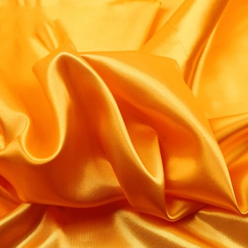 Blausky 4m x 150cm Satin Stoff,Seidiger Futterstoff Meterware aus Polyester Satinstoff Dekostoff Glänzender Stoff zum Nähen für Kostümen Bekleidung Hochzeitskleider Schleife Tischdecken,Gelb