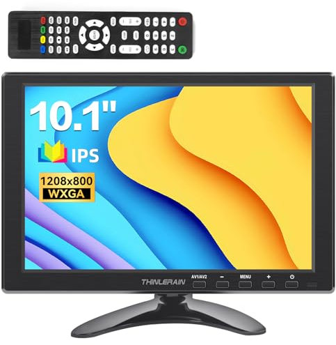 Thinlerain 10,1 Zoll Kleiner PC Monitor 1280x800 LED 16:10 IPS Bildschirm Mini Monitor (HDMI/VGA/BNC/AV/Speaker/VESA) for PC, Kitchen, fire Stick, Computer, Raspberry Pi, Windows 7/8/10