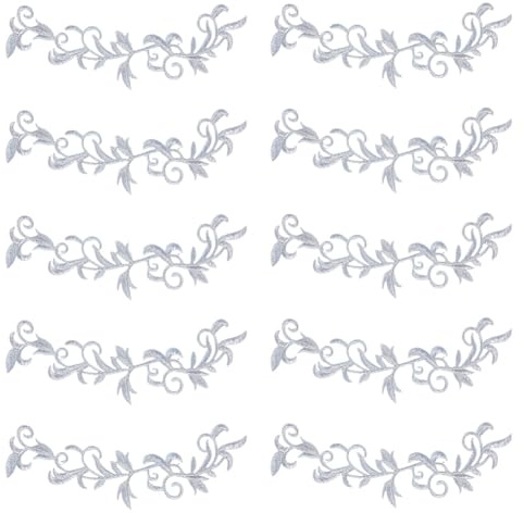 GORGECRAFT 10 Stück Bestickte Applikationen Metallische Blätter Zum Aufbügeln Fransen Blumenranke Retro Boho Spitzenbordüre Langes Schnörkelmotiv Für Kleider Kissen Hüte Nähen Reparieren Basteln Verzi