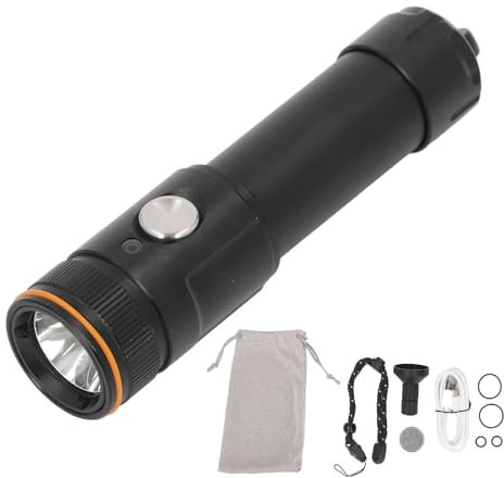 WOHPNLE Scuba Tauchlicht, wiederaufladbare IP68 5000 Superhelle Unterwasser -Tauch -Taschenlampe 6 Modi Night Dive Torch 110 Meter Tauchlicht