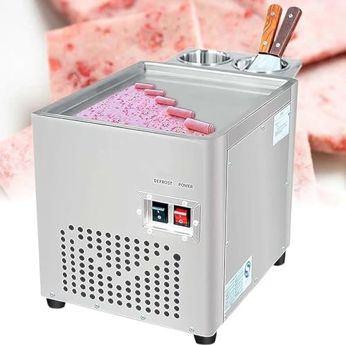 Commercial Stainless Steel Rolled Ice Cream Maker with Compressor, Ideal for Crafting Ice Cream Rolls and Yogurt in Professional Settings