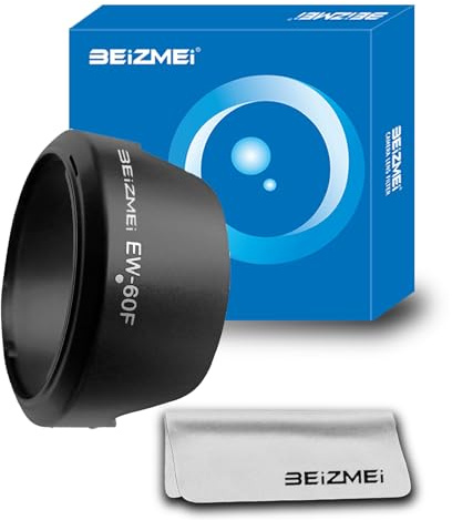Paraluce EW-60F/Accessorio per Obiettivi Fotografici (filettatura 55mm),Compatibile con Obiettivo EF-M 18-150mm f/3.5-6.3 IS STM per M5, M6 Fotocamere + Panno per la Pulizia delle Lenti.