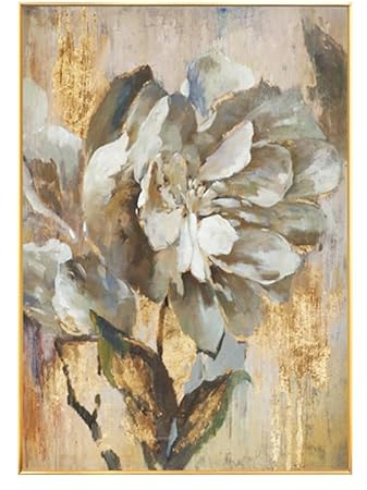Blommande oljemålningar på duk, abstrakta vintage blommande blommor löv handmålade konstverk stor oramad väggkonst for vardagsrum sovrum kontor heminredning 120x180 cm (48x72 tum)(50X70cm(20x28inch))