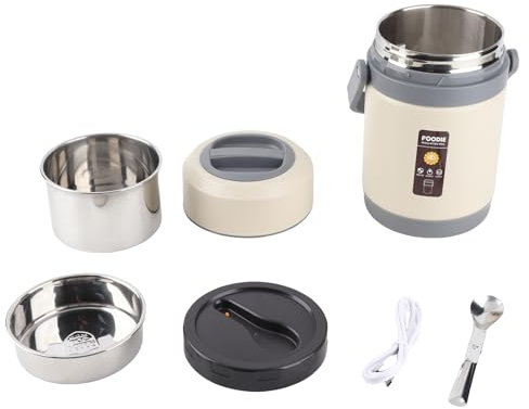 WOHPNLE Hot Pot Elettrico, cuoci-Ramen rapido da 2L, Mini pentola elettrica Portatile da 20W, autoriscaldante, con conservazione del Calore, per Cucinare Noodles, Bistecca, Pasta (Beige)