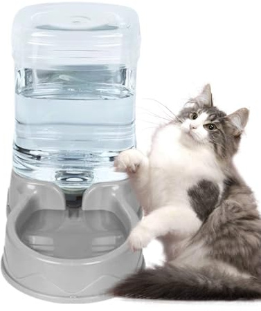 Automatic Pet Feeder - Durable Bottle, Food Grade Base | Dispenser for Dry Food and Water, Fill System for Dogs Feed at Home, Wooden Frame, Kitchen or Travel Set