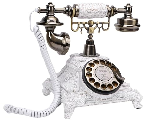 CCYLEZ Teléfono Retro Vintage, Teléfono Fijo a la Antigua, Teléfono Antiguo Vintage Teléfono para Teléfono Fijo, Mensaje de Voz Personalizado para Fiesta de Bodas (White)