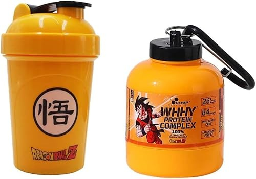 Omana Contenedor de almacenamiento de proteínas en polvo, contenedor portátil de suplementos con embudo y llavero para viajes, gimnasio, entrenamiento, fitness, sin BPA (amarillo, 200 ml + 500 ml)