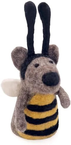 Nepalaya Artisan Community - EW-118 - Eierwärmer, Bienenbär, gelb, Filz, Handarbeit, 15cm x 7cm x 7cm