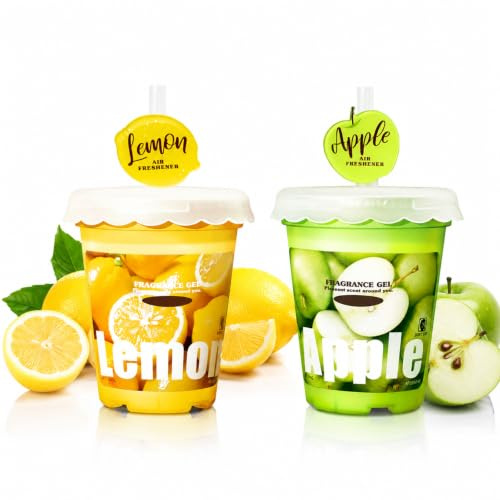 Désodorisant Voiture Gel Citron ou Pomme Verte 2pcs Longue Durée | Neutralise les mauvaises odeurs et apporte un parfum frais et agréable dans votre véhicule.