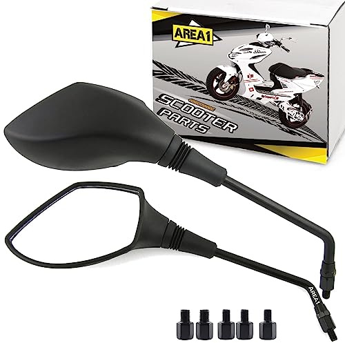 Universal skoterbackspegel spegel set, E-testad (svart, 2 x M8 högergänga + 1 x M8 vänster gänga)