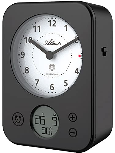 Funkwecker analog mit digitaler Anzeige Datum Temperatur schwarz - 1848-7