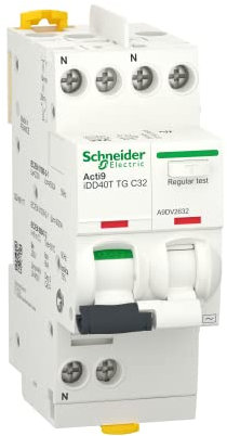 Schneider Electric - Acti9 iDD40T - disjoncteur différentiel tête de groupe - 1P+N C 32A 6kA 30mA AC - A9DV2632