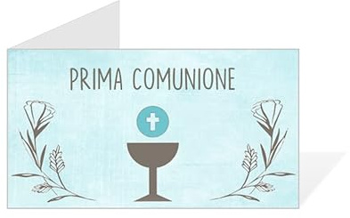 Gicaprice BIGLIETTINI BOMBONIERA Comunione Pronti ALL'UTILIZZO FUSTELLATI, Facili da Personalizzare, Fai da Te (60 Pezzi Giglio Celeste)