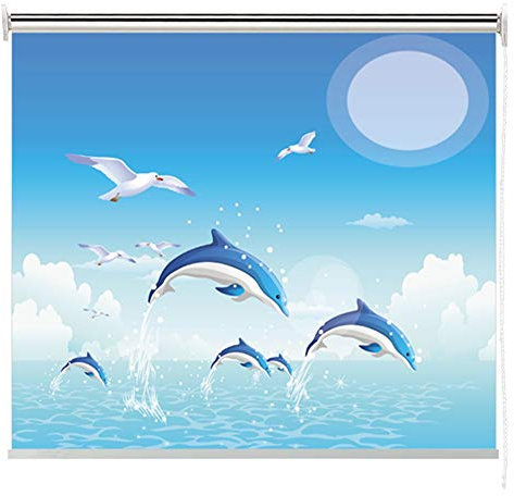 Verdunkelungsrollo Delfin Thermorollo Fensterrollo Wärmeisoliert UV-Schutz Wasserdichter Stoff Zum Zuhause Und Büro Privatsphäre Bildschirm Zaun -44 Größen- Polyester Gdming