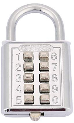 Digit Vorhängeschloss Zinklegierung Passwort Schloss Keyless Lock 10 Tastaturen und 5 Digit Passwort 6mm Lock Rod Light Duty für Zaun (10-Key Electric Silver)