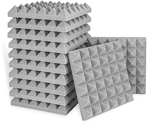 Akustikschaumstoff Pyramide, 12 Stück Schaumstoff für Podcasts, Aufnahmestudios, Büros, Heimkino，Akkustikschaumstoffmatten (30 x 30 x 5 cm)