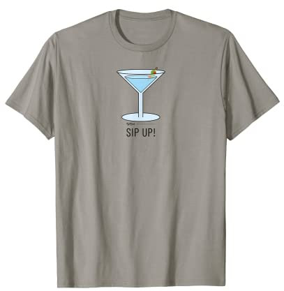 Sip Up! Martini Glass Drinking Word Design T-Shirt
