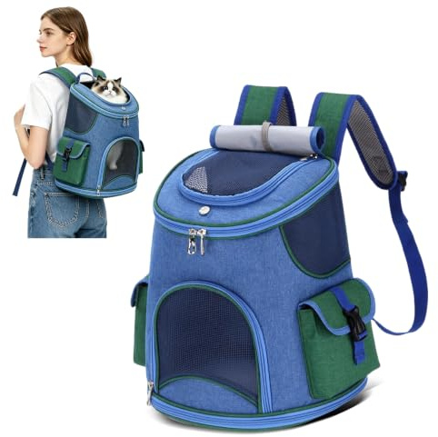 PETCUTE Haustier Hund Träger Rucksack,Atmungsaktiv Hunderucksack Katzenrucksack mit Abnehmbare Matte,Faltbarer Haustier Rucksack mit Sicherheitsleine für Reisen/Wandern/Camping,Bis zu 6 kg