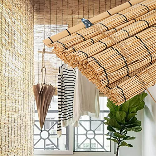 D2FASHION Bambusrollos Für Außenbereich, Bambus Jalousie Ohne Bohren, Für Garten Balkon Hof Schattendekoration, Rollo Verdunkelung/Sonnenschutz/wasserfester, Alle Montage-Teile Inklusive
