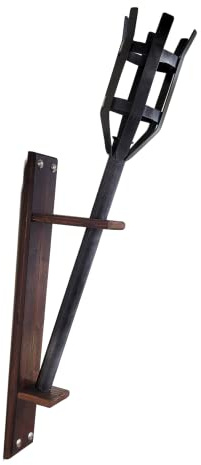 Swordsaxe Forged Wrought Cast Iron Sconce Torch Lantern Medieval Viking Castle Wall Wood Stand