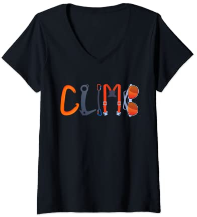 Damen Kletterausrüstung T-Shirt mit V-Ausschnitt