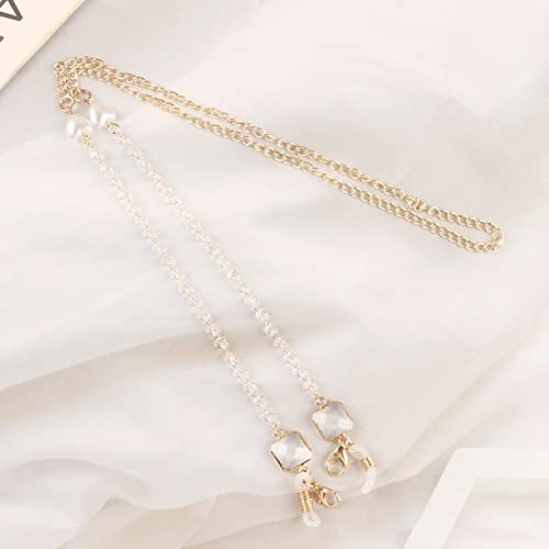 Brillenkette Minimalistischer Stil, Quadratische Kette, Brillenkette, Lanyard, Lesebrillen, Damen-Accessoires, Sonnenbrillen, Halteriemen, Kordel, Weiß