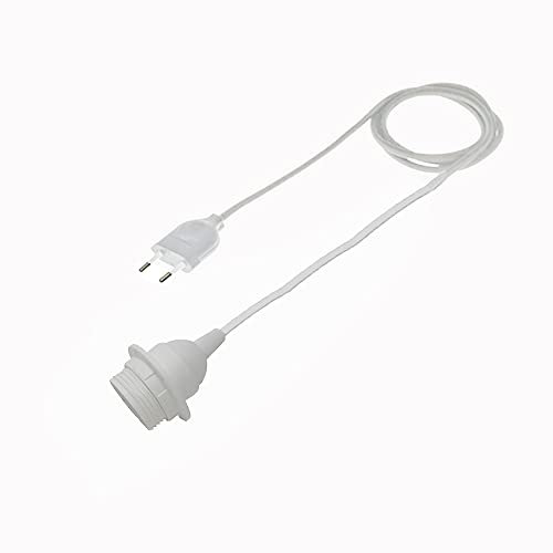 HALOTEC | Cavo con portalampada E27 per paralumi, 3m, bianco | Supporto flessibile per lampadine LED, alogene e incandescenti | Spina europea | Ideale per lampade da tavolo, soffitto o parete