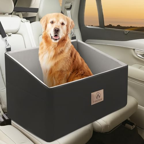 Hunde Autositz, Haustier Autositz für große Hunde unter 20kg oder 2 kleine Welpe, abnehmbares und waschbares Hundeerhöhungssitz, Schwarz Reise Hundebett mit Aufbewahrungstaschen, Car Dog Seat