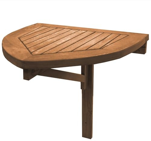 Teako Design Teak Wandklapptisch Sondrio rund, Platzsparender Balkontisch, Halbrunder Klapptisch, Teakholz Möbel, Wetterbeständig, Eleganter Outdoor Tisch (50 x 50 cm)