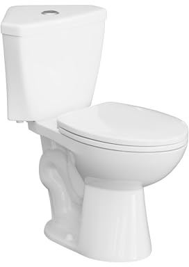 SUPERFLO 17.2 Corner Toilet Elongated, Compact Two-piece Toilets with Comfort Height Toilet Bowl & Slow Close Seat, Small Toilets For Small Bathroom-Dual Flush 0.8/1.28 GPF