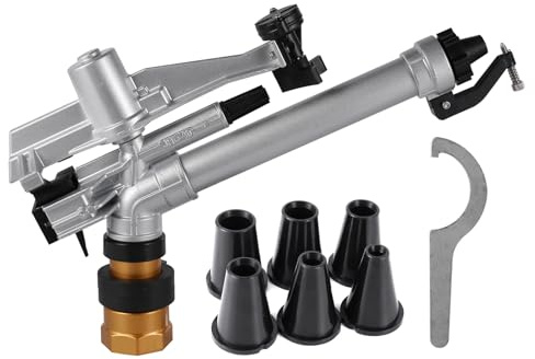 Pistolet de pluie d'irrigation automatique à 360 degrés, arroseur à impact réglable, avec buse de remplacement, portée d'eau de 20 à 42 m pour l'arrosage des plantes de jardin et l'irrigation de