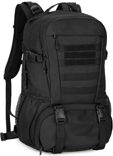 YuanWen Tactical Backpack 40L Hiking Backpack Military Rucksack Motorcycle Backpacks Molle Army Daypack Bag for Men Women Travelling Cycling Camping Trekking Hunting Fishing Black