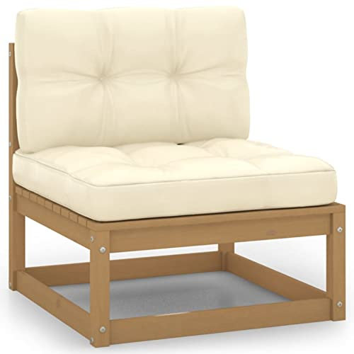 Homgoday Zentrales Gartensofa und Kissen aus Kiefernholz, Cremasofa, Außenbereich, Paletten, Holz, Sofa, Paletten, Außenbereich, zentrales Sofa