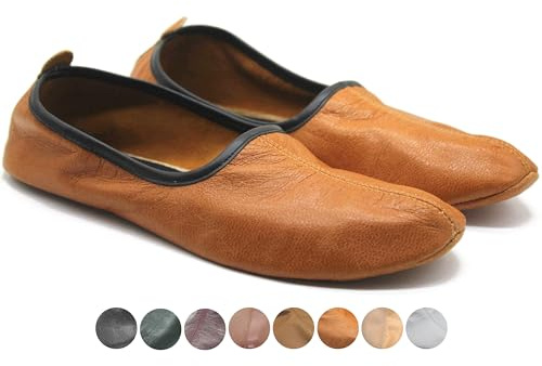 Akdam inomhus lädertofflor antik solbränd traditionella babyskor barfota mockasin, Antik solbränna, 38 EU