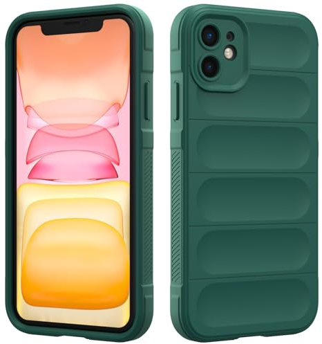 Custodia Compatibile con iPhone 11, Silicone Custodia per Tutto il Corpo, Copertura Antiurto con Fotocamera Protettivo, Cover Morbida al Tatto con Fodera in Microfibra - Verde Scuro