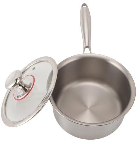 Pot à Lait, Couvercle en Verre avec Poignée Résistante à la Chaleur, Revêtement Antiadhésif Compatible avec Cuisinière à Induction, Cuisinière à Gaz